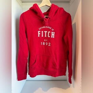 Vintage Abercrombie & Fitch Red Logo Hoodie Sweatshirt